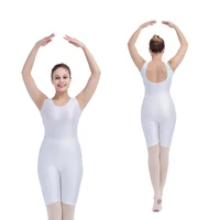 retail wholesale white nylonlycra tank half length gymnastic unitard ladies dance bodysuit girls dancewear