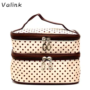Косметичка женская в горошек, профессиональная портативная вместительная сумка для косметики, органайзер для красоты, Большой несессер для путешествий