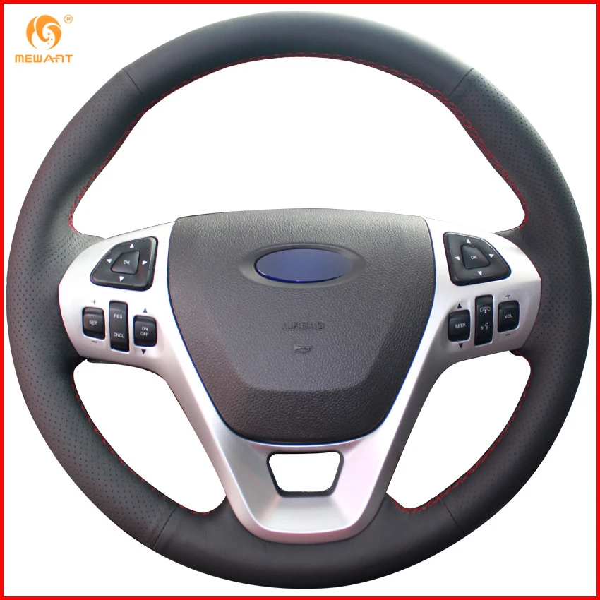 MEWANT черная крышка рулевого колеса автомобиля из натуральной кожи для Ford Explorer 2011- aurus 2012- Edge 2011- части интерьера