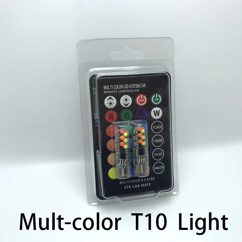2 шт. T10 W5W светодиодные автомобильные лампы RGB с пультом дистанционного
