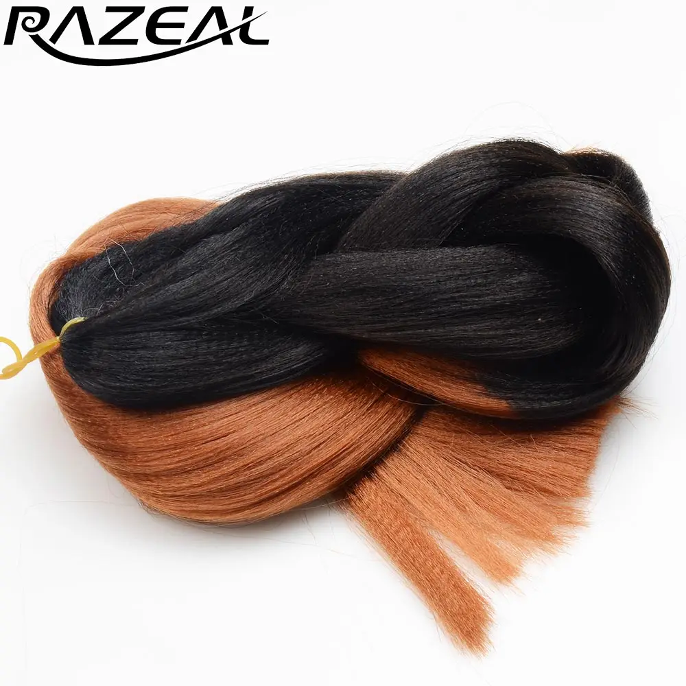 

Razeal Ombre Kanekalon Braiding Hair For Box Braids Crochet Braids Synthetic Jumbo Crochet Hair Extensions 24" 100g 8PCS/Lot