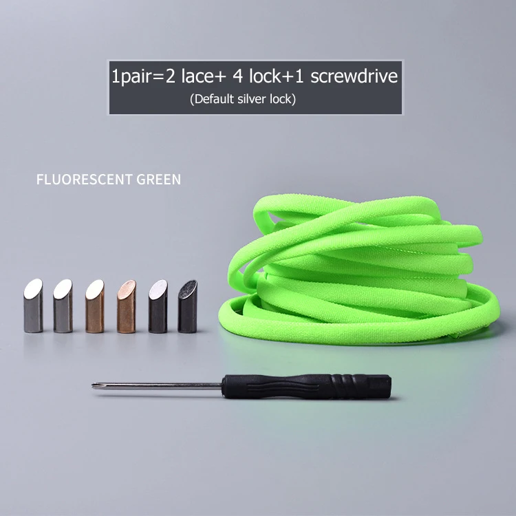 fluorescent green 1 пара одноцветных полукруглых шнурков, эластичные шнурки без шнурков, шнурки для обуви для детей и взрослых, быстро скользящие кроссовки, шнурки для обуви, шнурки - Цвет: fluorescent green