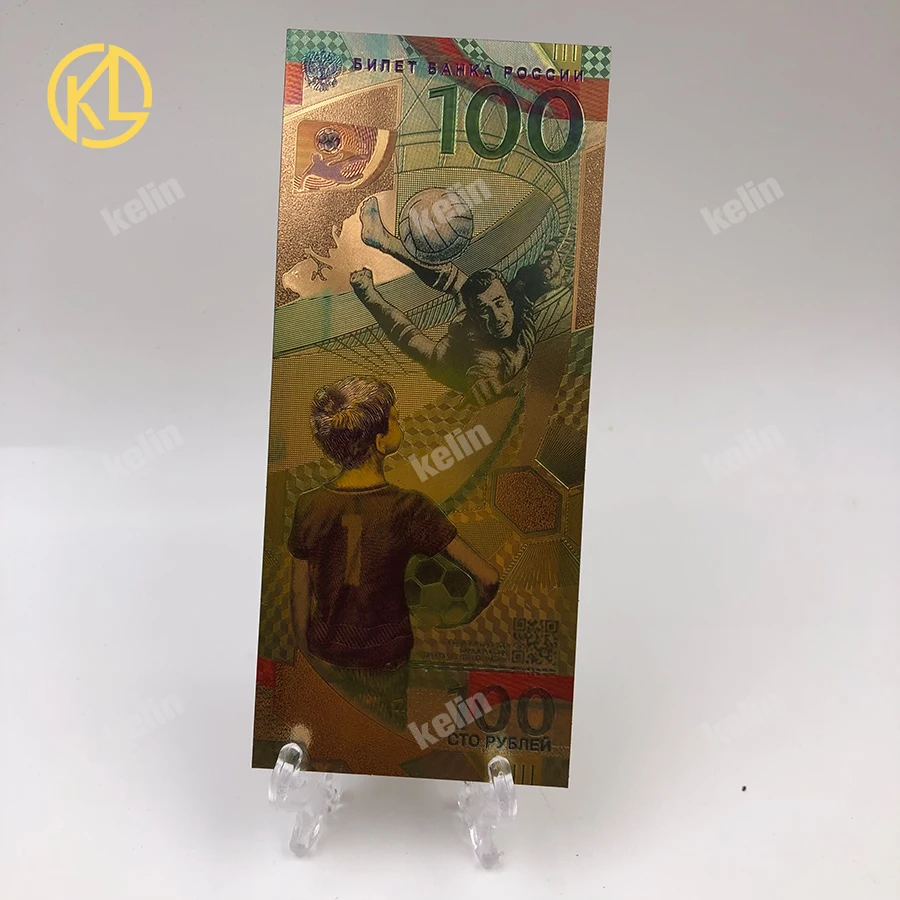 W007 5 + шт. золотистый и серебристый бронзовый цвет банкнота из России 100 рубля