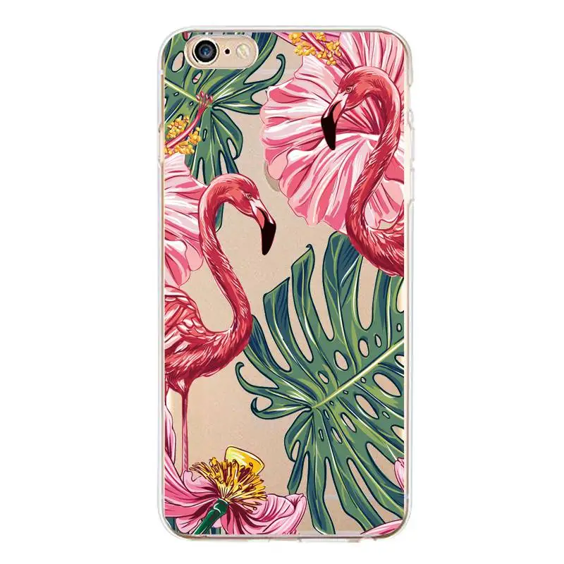 Cloud Soft Clear TPU Phone Case For iPhone 4/4s 5 5s 6 6plus 7 8plus x Silicone Flamingo Flora Cover Free Shipping | Мобильные