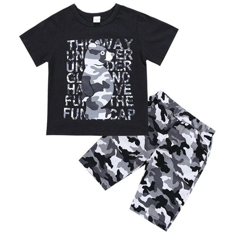 Комплекты одежды для мальчиков летний топ повседневная детская одежда мода