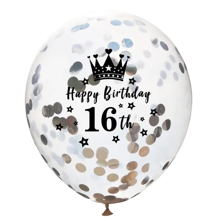 Silver Confetti 16 5 шт. 50th 30th 21th воздушный шар 12 дюймов прозрачный розовый Золотой Серебряный конфетти Корона День рождения украшения взрослый прозрачный баллоны - Цвет: Silver Confetti 16