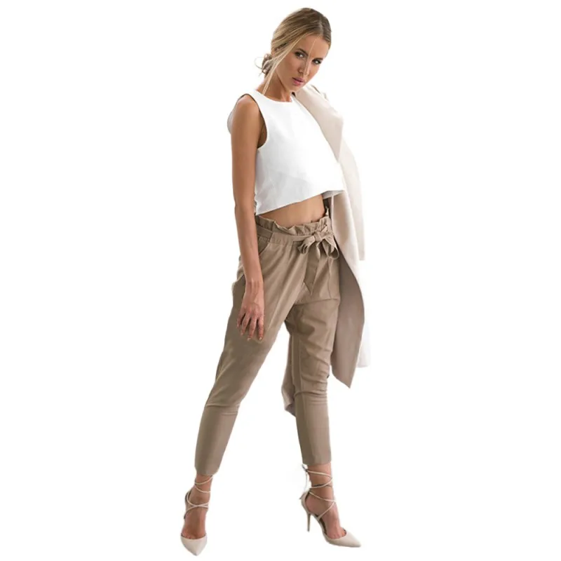 Женские брюки с высокой талией шаровары женские галстуком бабочкой|trousers for women|pants