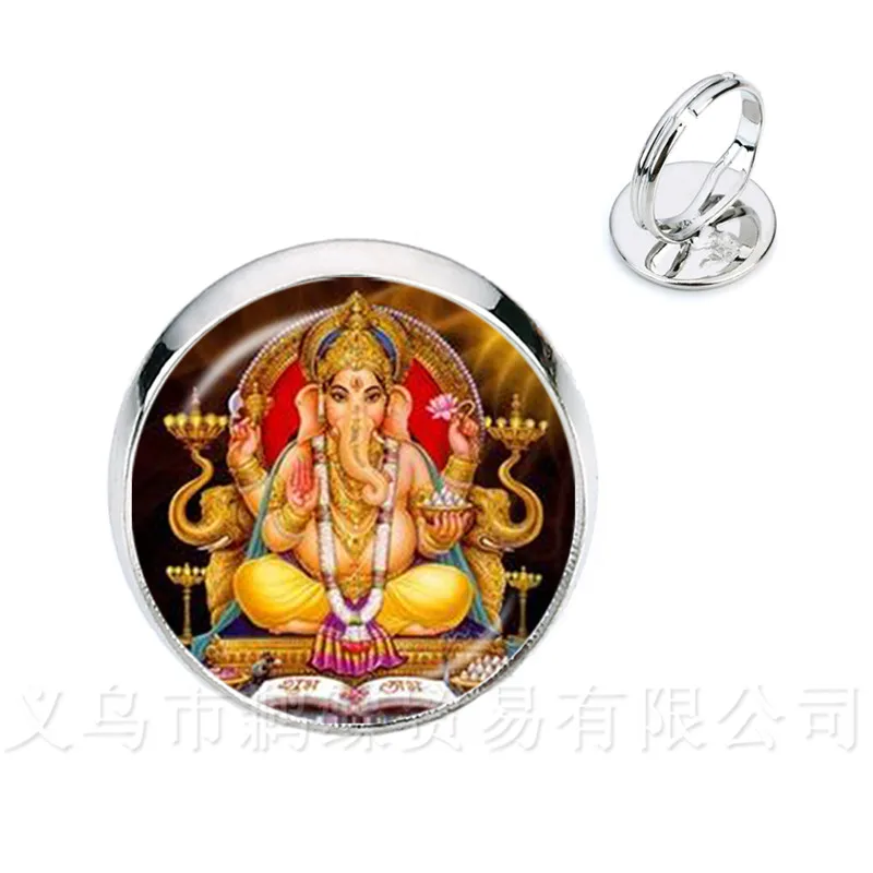 Стеклянные кольца с драгоценным камнем 16 мм Ganesha Будда слон