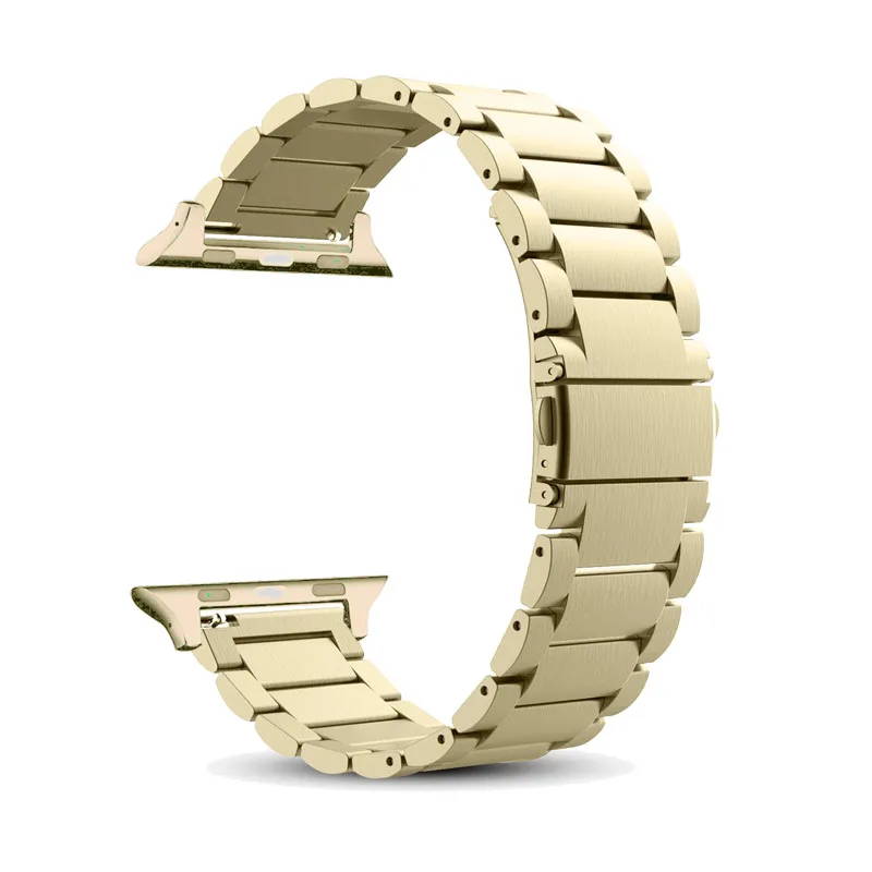 Gold Ремешок для спортивных часов для наручных часов Apple Watch 38 мм, 42 мм, Нержавеющая сталь металлический ремешок для наручных часов iwatch серии 4/3/на возраст 2, 4, 40 мм 44 мм адаптер для браслета инструмент - Band Color: Gold