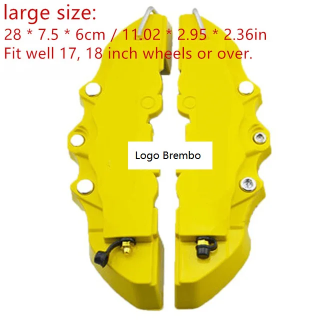 yellow 2pcs L 4/2 шт. с красной крышкой тормозные суппорты спереди и сзади крышка универсальный дисковый Тормозной суппорт Обложки украшения сзади Штангенциркули 14-18 дюймов полное покрытие - Цвет: yellow 2pcs L