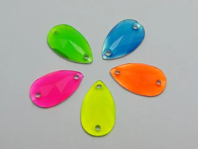 100 смешанных неоновых цветов с плоской задней стороной акриловые каплевидные