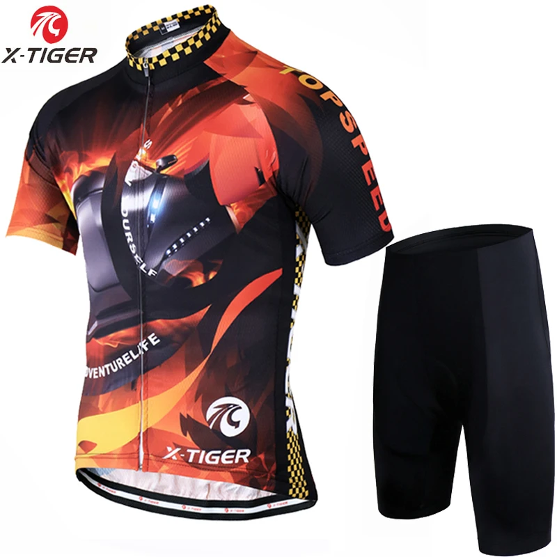 Jersey and Pant X-Tiger Pro, комплект для велоспорта, дышащий, для гонок, Джерси, Майо, Ropa Ciclismo, быстросохнущая, короткий рукав, Мужская одежда для велоспорта - Цвет: Jersey and Pant