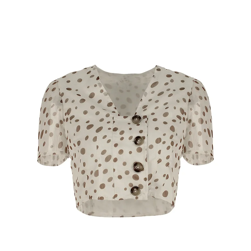 Женская шифоновая блузка с v образным вырезом и коротким рукавом Милая женская