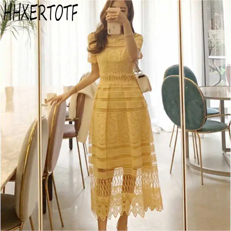 Женское кружевное платье с вырезами повседневное элегантное привлекательное