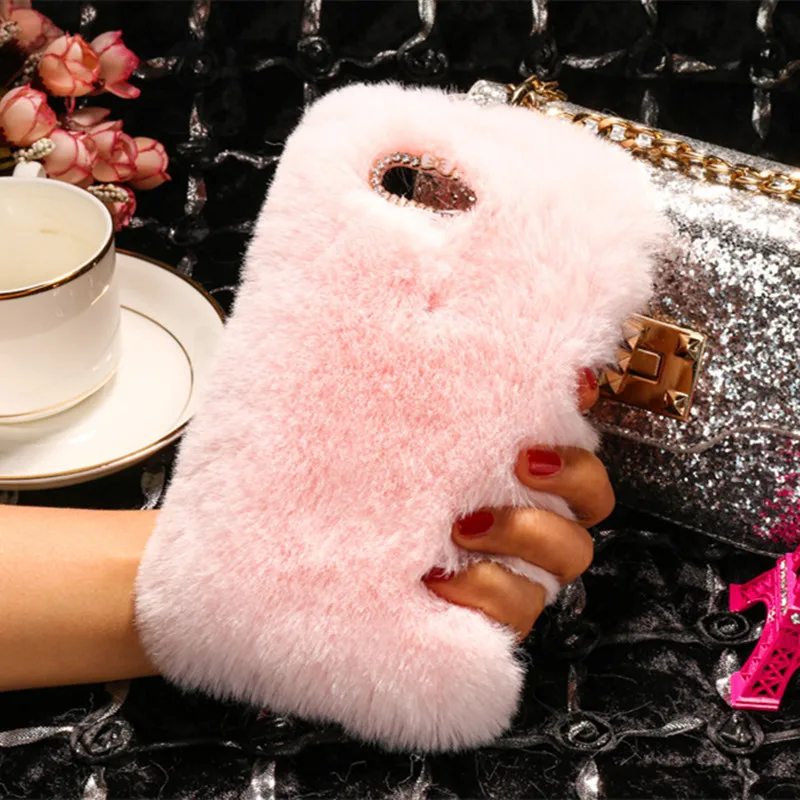 Fluffy Rabbit Fur hair cases For Oneplus X 5 6 3 T Soft phone bag case shell for 6t 3t 5t bling diamond coque warm cover |