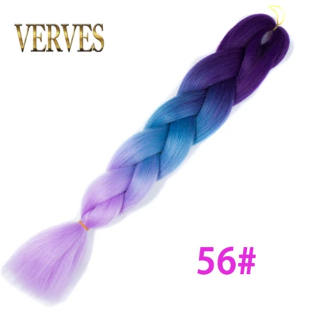 M1b/бургунди VERVES, 10 шт./партия, Омбре, косички волос, огромные косички, 24 дюйма, синтетическое волокно, вязанная косичка, волосы для наращивания, коричневый, розовый, синий - Цвет: M1b/бургунди