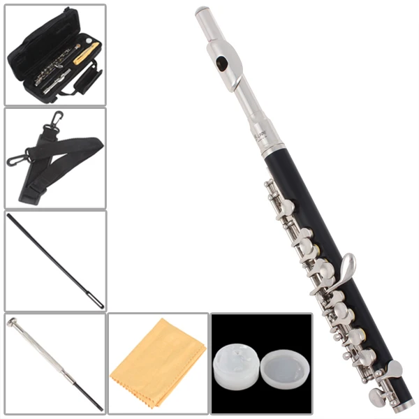 LADE изысканный блеск серебро+ черный CTone металлическая головка Piccolo закрытое отверстие с точными ключами