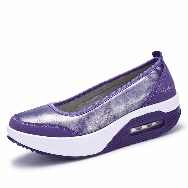 QIYHONG/Женская обувь на плоской платформе; женские мокасины; zapatos mujer; женские слипоны на платформе; женская обувь; повседневные Мокасины на плоской подошве - Цвет: Purple7667