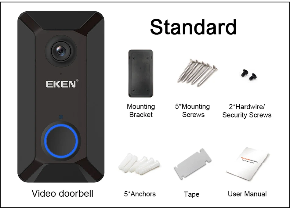 Eken Smart беспроводной Wifi видео дверной звонок Домофон телефонный звонок Дверной звонок камера Инфракрасный пульт дистанционного записи домашний мониторинг безопасности