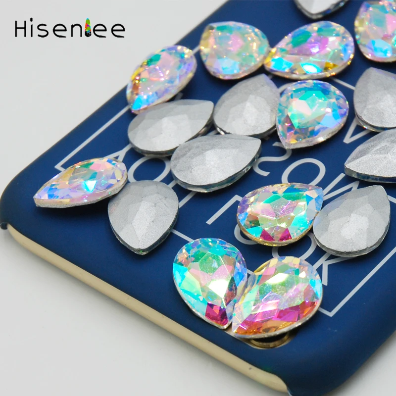 Стразы стеклянные в форме слезы 6 размеров все цвета наклеиваются на ногти своими