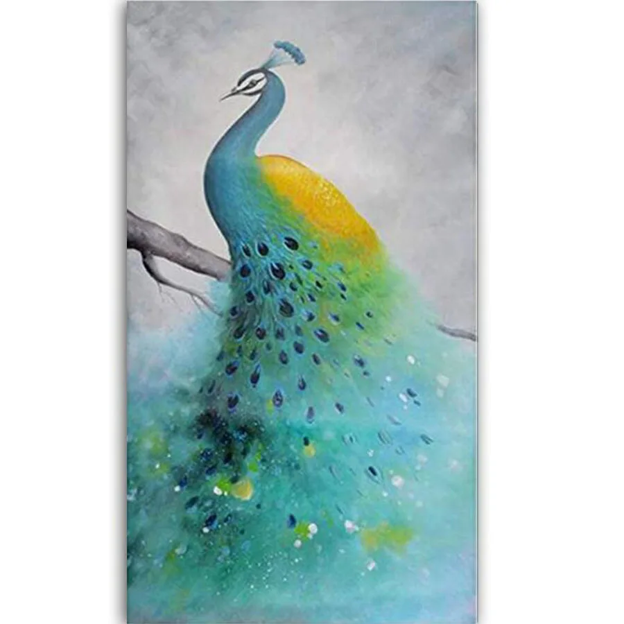 5d сделай сам Алмазная вышивка Круглый Алмаз Павлин Синий вертикальный полный