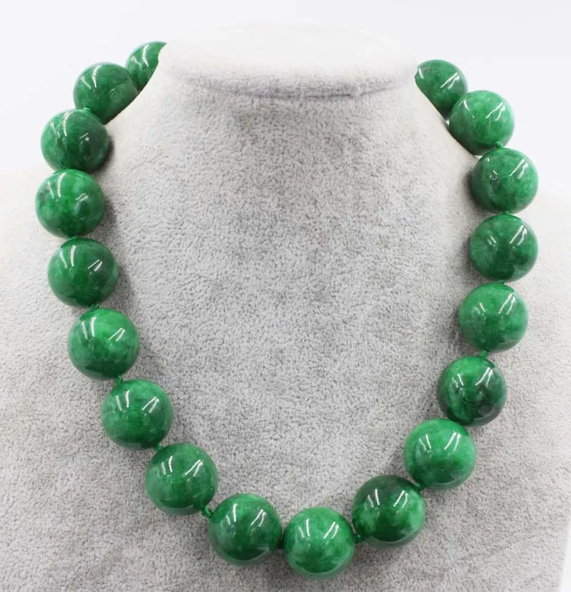 

green jade round 12- 20mm necklace 17inch wholesale beads nature FPPJ woman