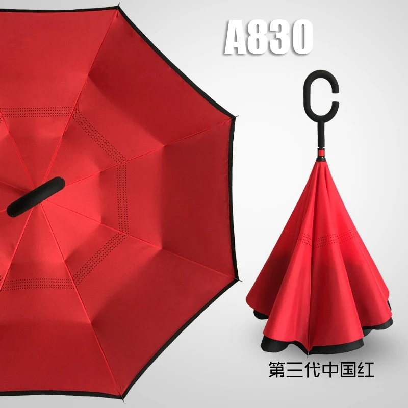 Umbrella A830 Ветрозащитный обратный зонт складной двойной слой перевернутый Chuva Зонты самостоятельно стоящий наизнанку абажур на дверной светильник в виде зонтика свободные руки зонтик - Цвет: Umbrella A830