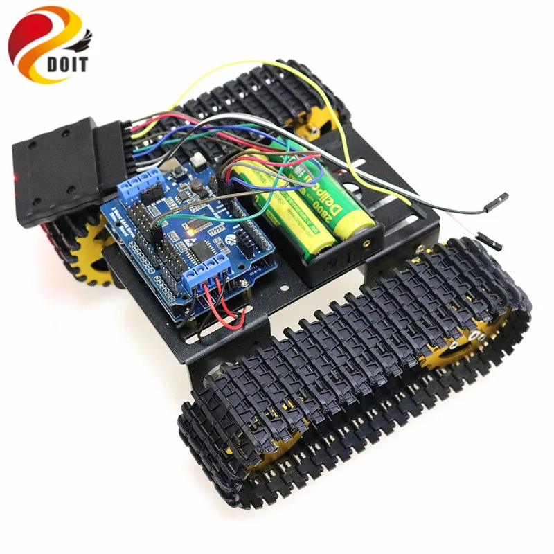 PS2 джойстик Управление умный робот бак шасси с двойной DC 12 В двигателя + Arduino доска