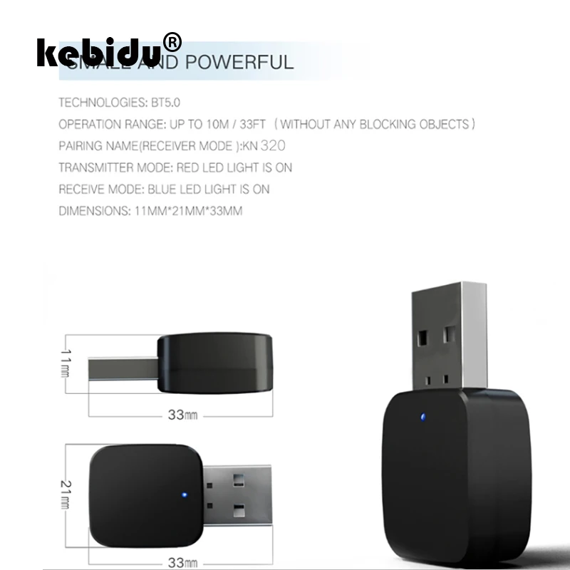 Kebidu 2 в 1 настоящий стерео Bluetooth 5 0 приемник передатчик беспроводной адаптер аудио