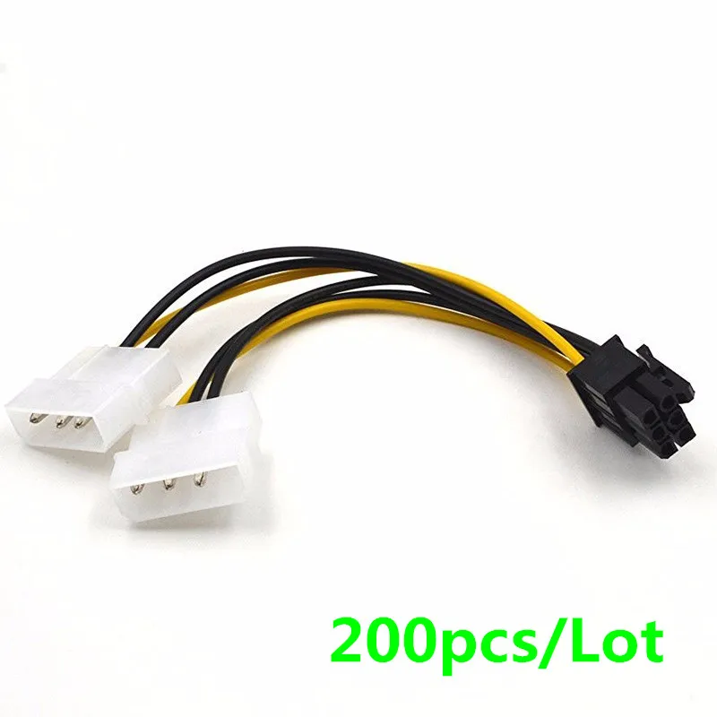4-контактный адаптер Molex для 6-контактной видеокарты PCI Express PCI-E ATX блок питания 200