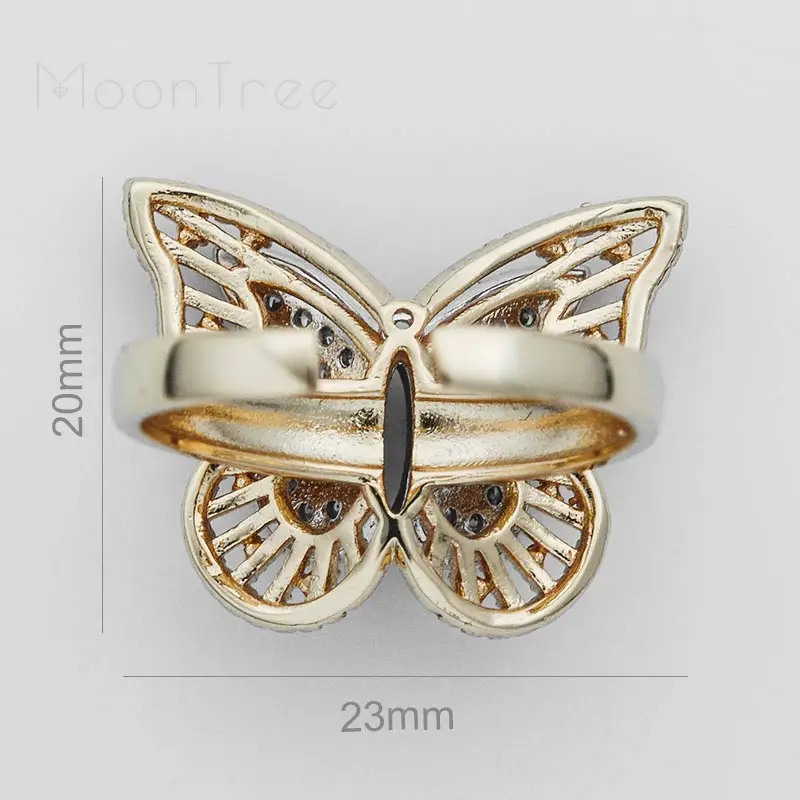 Роскошное обручальное кольцо MoonTree с бабочкой и фианитами|Кольца| |