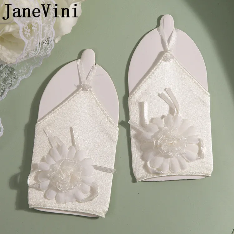 Детские белые кружевные перчатки jaevini 2019 для свадебной вечеринки без пальцев с