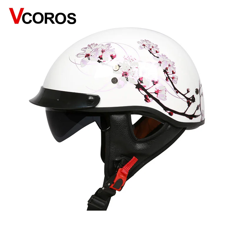 VCOROS стекловолокно стиль moto rcycle шлем, закрывающий половину лица moto rbike шлем с внутренними солнцезащитные очки vespa moto точки шлемов утвержден - Цвет: 10