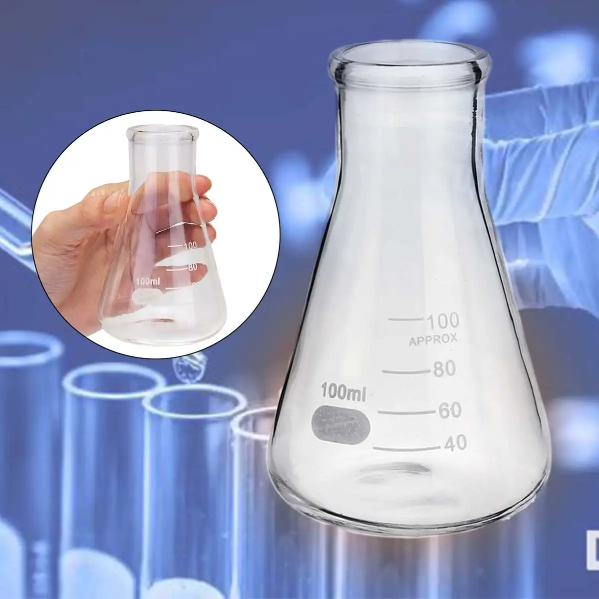5 шт., прозрачная коническая лабораторная колба, стекло, научное стекло, Erlenmeyer, колба, безопасная стеклянная посуда, лаборатория, школьные исследования, поставка