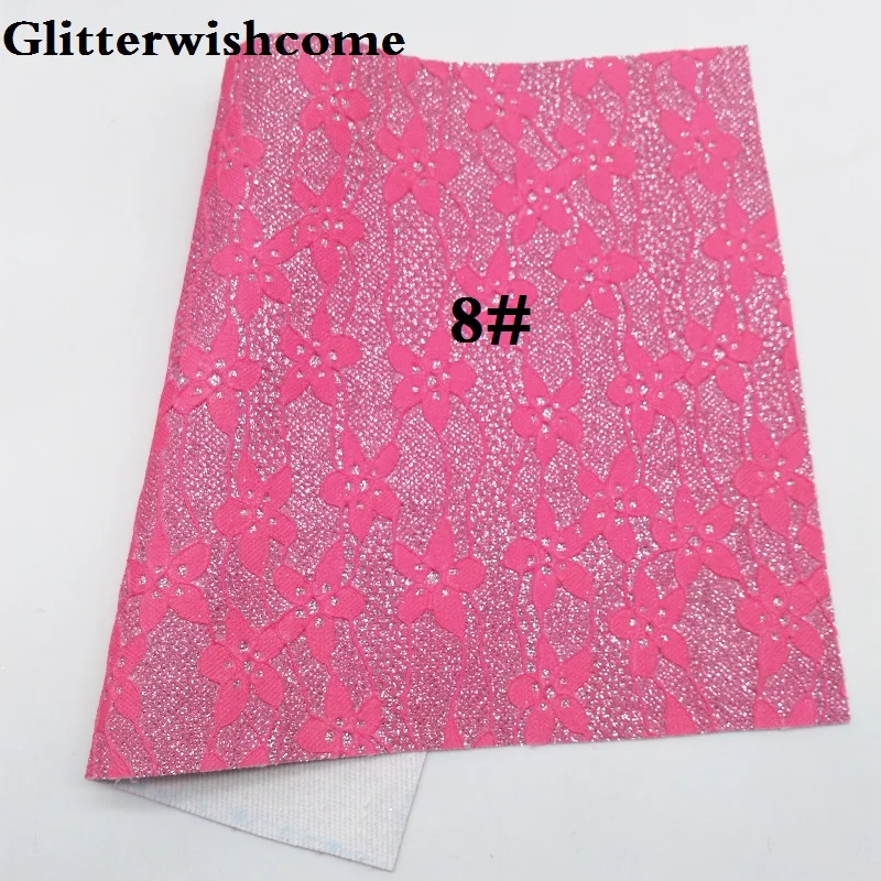 8 Glitterwishcome 21X29 см A4 размер винил для бантов флуоресцентная кружевная блестящая кожаная ткань винил для бантов, GM086A - Цвет: 8