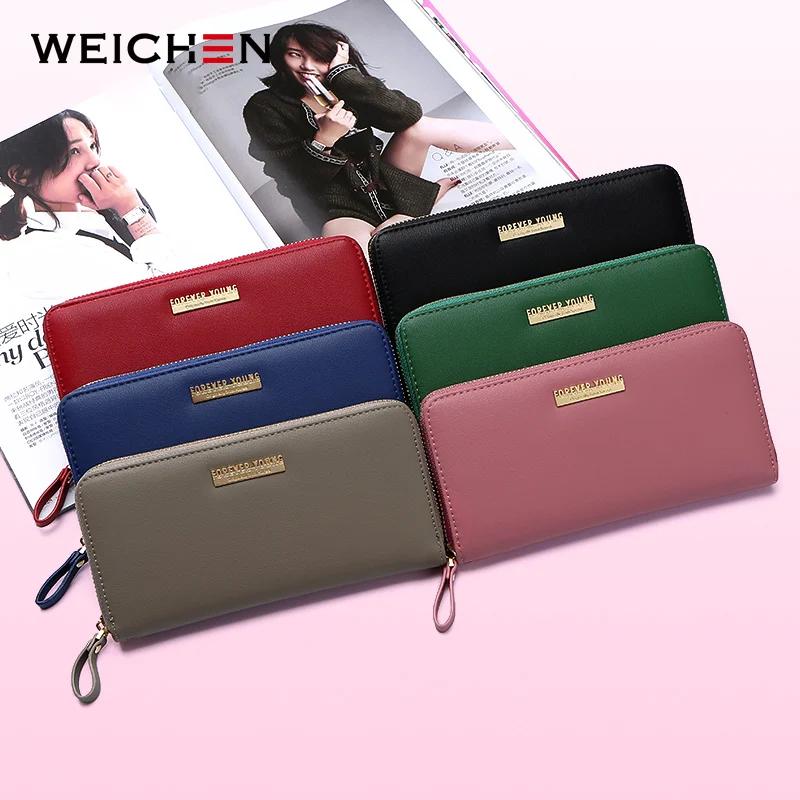 Женский вместительный кошелек бордового цвета Дамский клатч Карманный