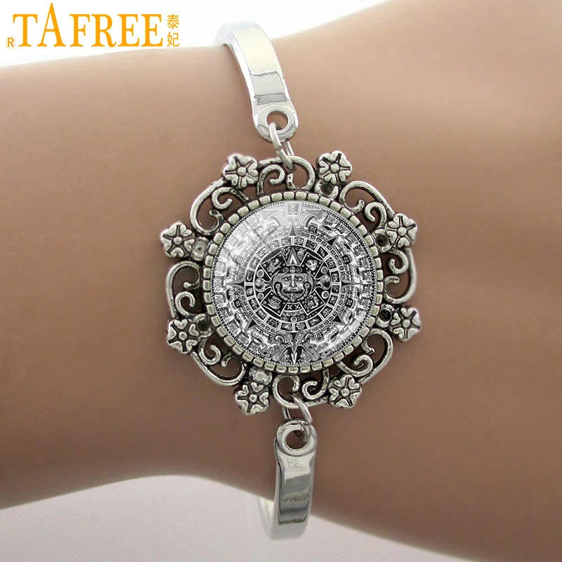 Винтажный Браслет TAFREE с подвесками Майя ацтекского календаря антикварный