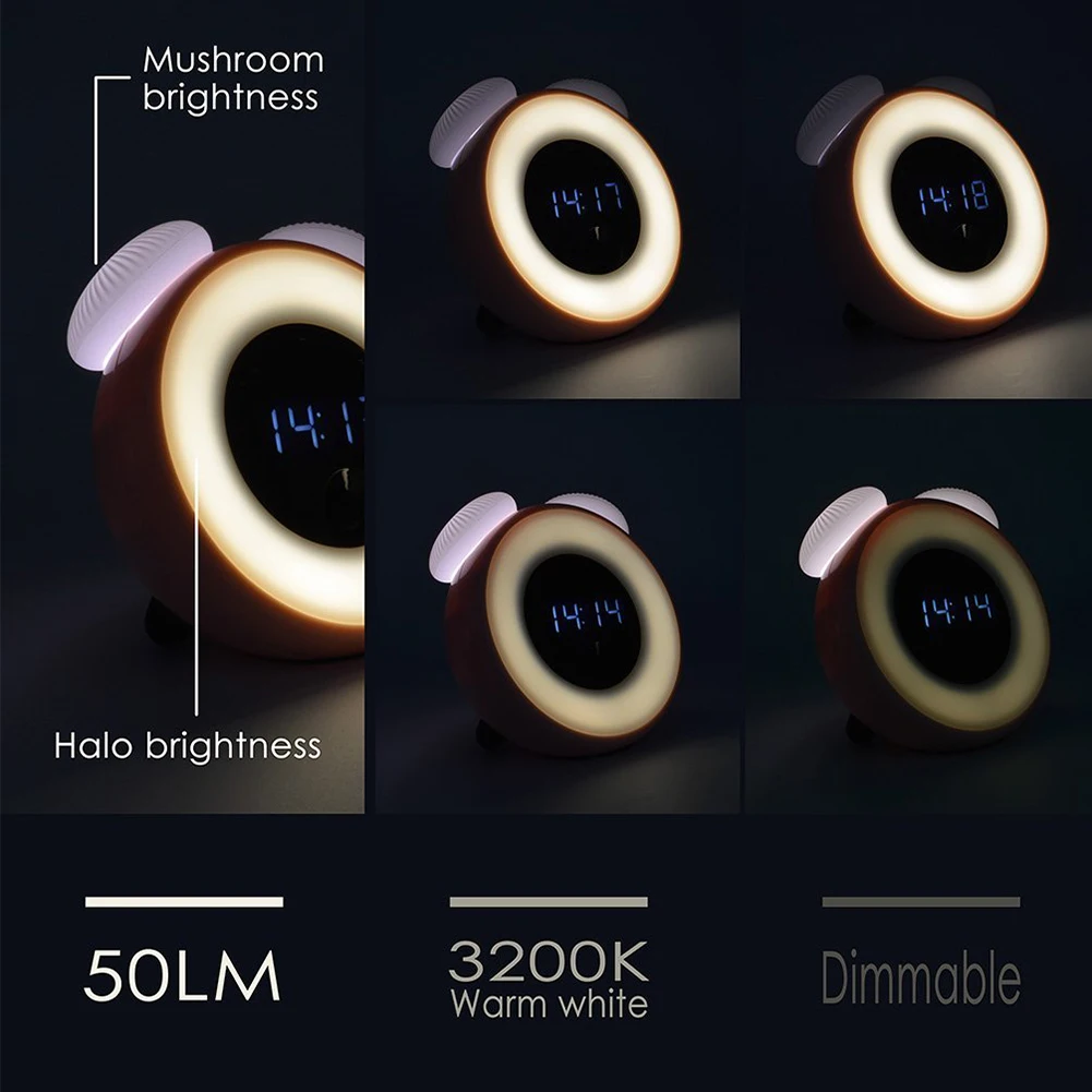 Светильник будильник ночник перезаряжаемый с USB зарядкой цифровой сенсорный