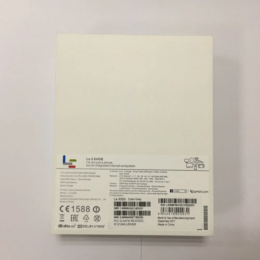 Letv LeEco Le 2 X520 смартфон с 5 дюймовым дисплеем восьмиядерным процессором Snapdragon ОЗУ 3