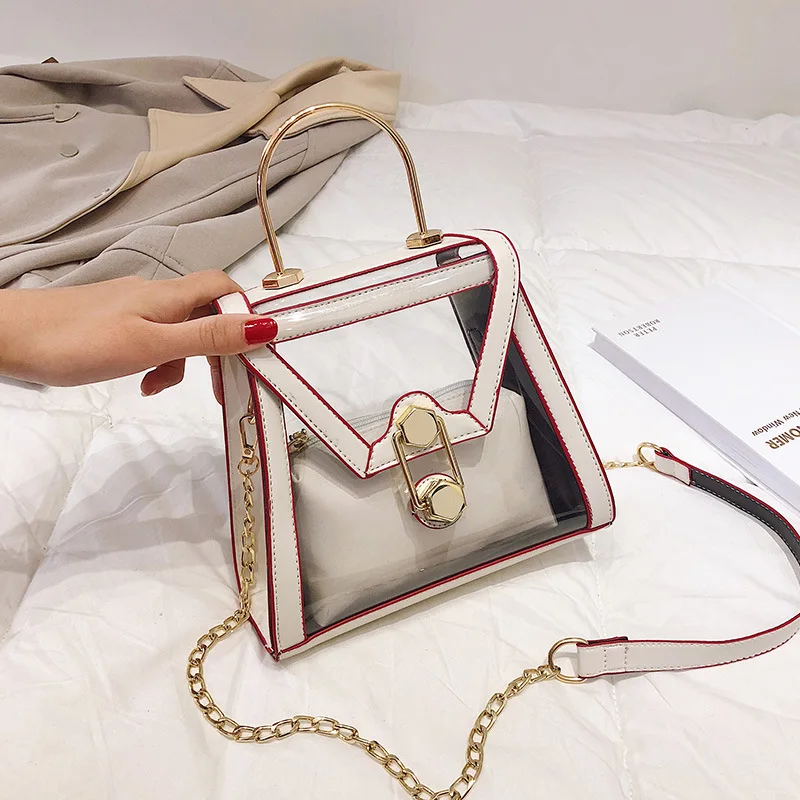 Прозрачная сумка для девочек новинка 2019 простая Желейная с клапаном композитная