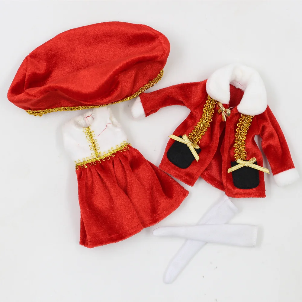 Наряды для Blyth doll, комплект из теплого платья сатаны с пальто, шапкой, носками, комплект одежды на Рождество для 1/6, pullip jerryberry licca