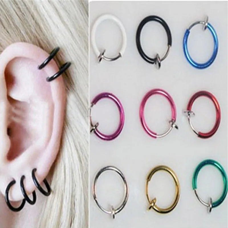 1 шт красочные поддельные носовые кольца Goth Punk для губ ушей клипса носа