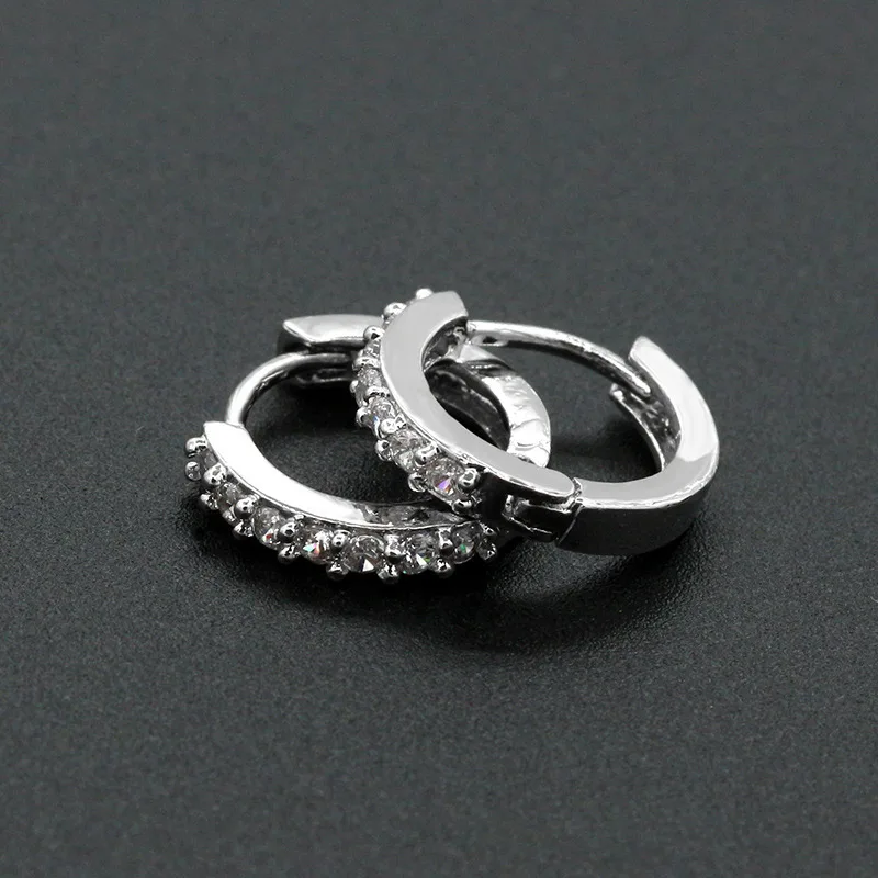 1 Pair Fashion Women Paved Crystal Zircon Round Hoop Earrings Simple Fine Jewelry Gifts HSJ88 | Украшения и аксессуары