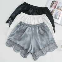 1pcs lace women shorts faux silk underpants elastic waist cotton breathable ladies undershorts