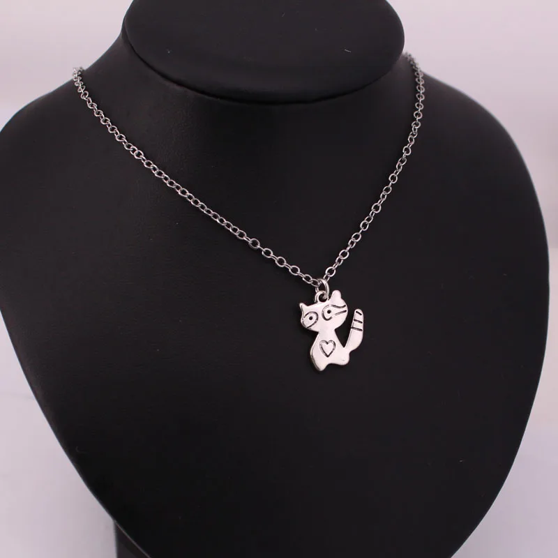 

hzew cute prince raccoon pendant necklace