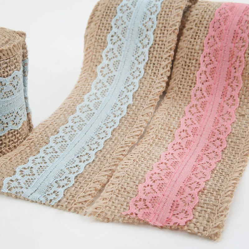 Мешковина и кружевная лента широкая атласная льняная ткань в рулоне для сумки