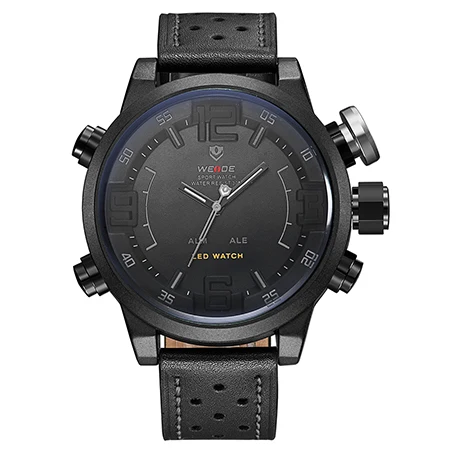 WEIDE мужские часы Люксовый бренд известный бренд спортивные часы мужские Цифровые кварцевые часы с двойным кожаным ремешком Relogio Masculino - Цвет: Серый