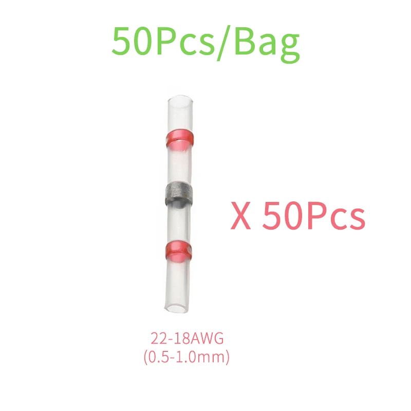 50Pcs Red-Bag 50 100 200 250 шт Термоусадочные Припоя рукава стыковые провода соединитель водонепроницаемый терминалы набор для автомобиля Авто Лодка дом - Цвет: 50Pcs Red-Bag