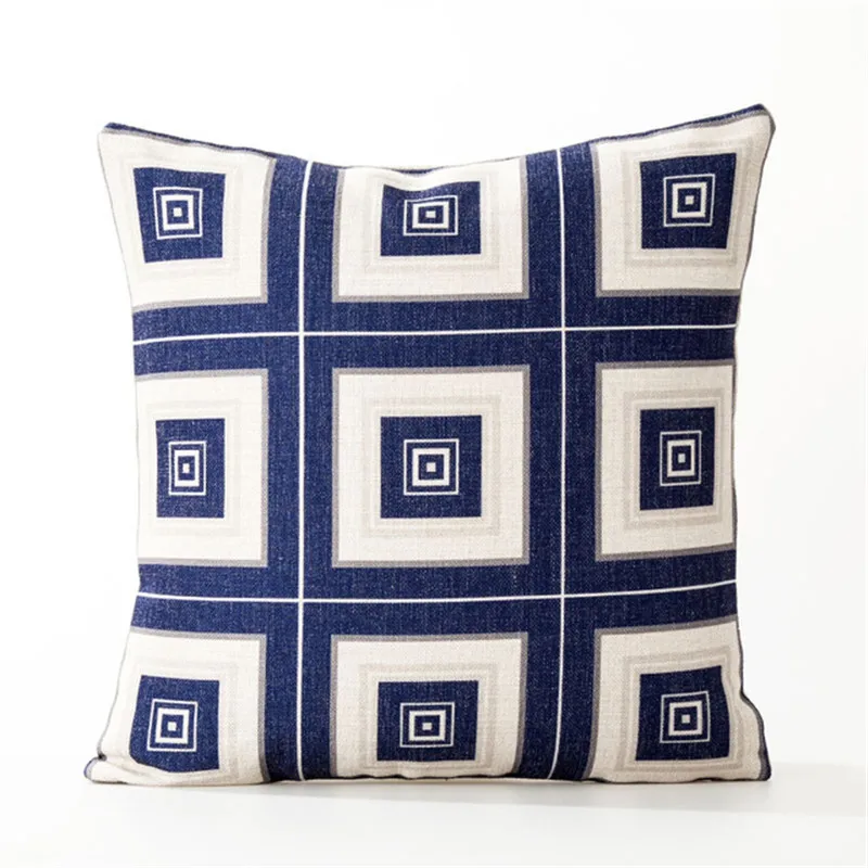 Nordic Цвет в виде геометрических фигур синюю полоску одна сторона печать Home Decor