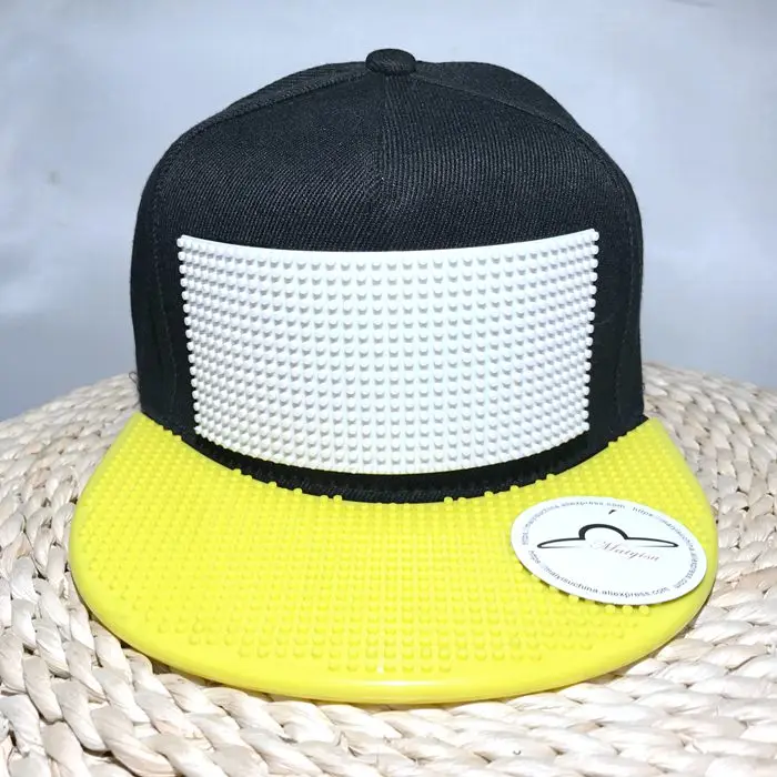 Velcro hat no brick Мозаики DIY Съемная инкрустация кирпича шестерни игрушечные строительные блоки пластины поля для шляпа Открытый Хип Хоп Snapback шляпа бейсболка - Цвет: Velcro hat no brick